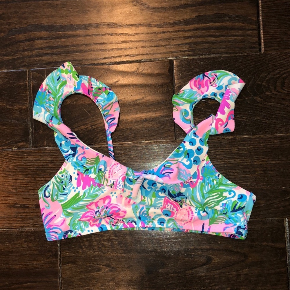LILLY PULITZER pink print size 12 little girls bikini swim top